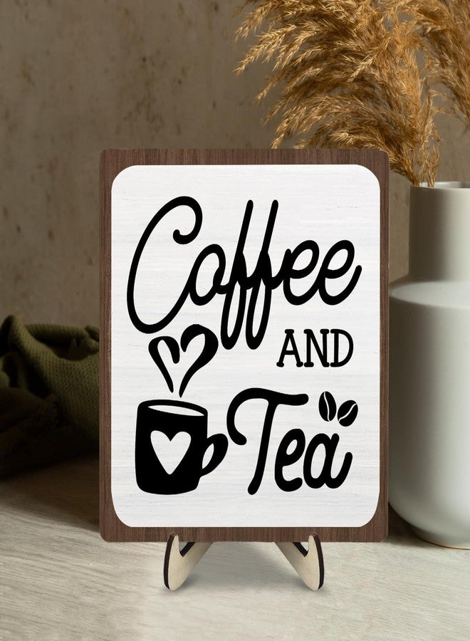 DMADNF Coffee Bar Sign Plaque, Coffee Signs for Coffee Station, Vintage Coffee Sign Decor for Kitchen, Coffee Bar Accessories, Coffee Themed Gifts, Farmhouse Cafe Sign,Coffee & Tea Bar Decor Signs (White&Brown, 5.9x5.9inches) - Image 4
